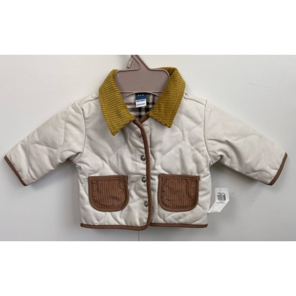 Old Navy Baby Barn Jacket Brown Tan Utility Coat 0-3M NWT